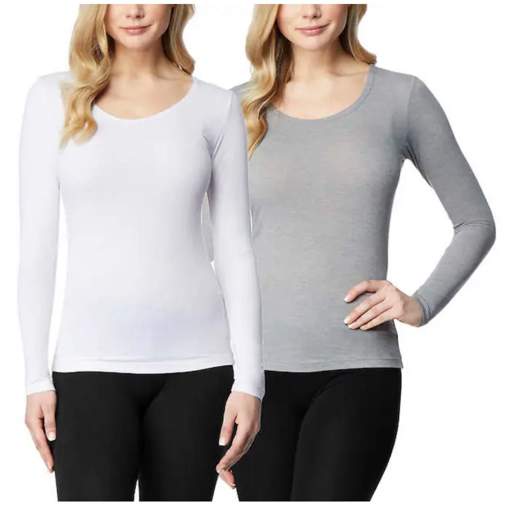 32 Degrees Ladies' Heat Long Sleeve Scoop Neck Tee, 2-pack/ Size: L (12-14) NWT
